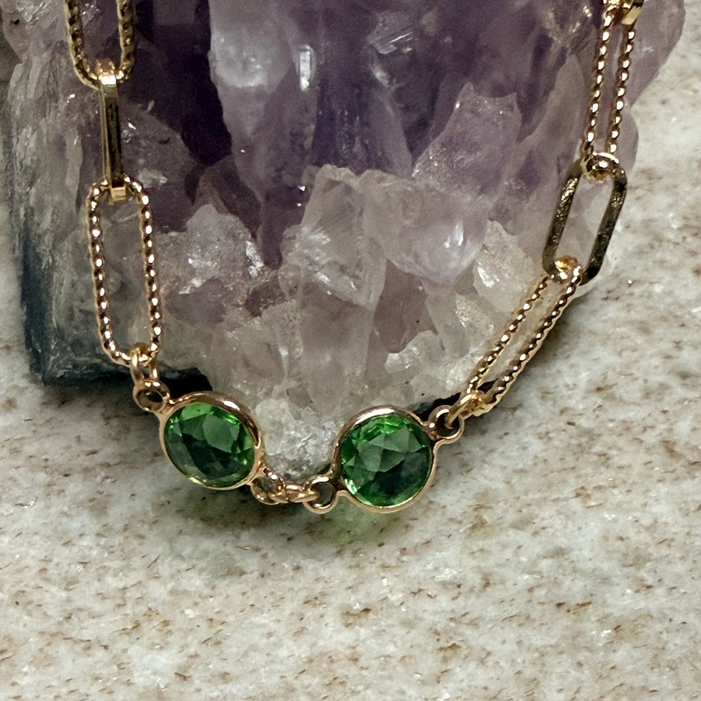 Gold-Filled Peridot Green Bracelet - August Birth Stone.